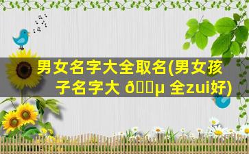 男女名字大全取名(男女孩子名字大 🌵 全zui
好)